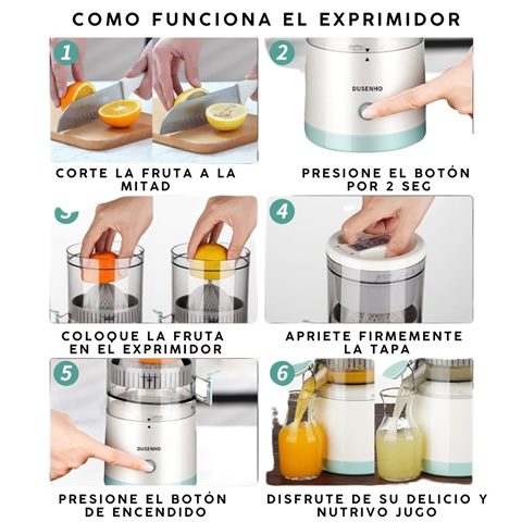Pasos para usar el exprimidor portátil