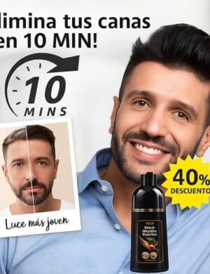Champú Vegetal Cubre Canas (100% Certificado) - Color Negro Natural  (Tanto Hombres como Mujeres)👌