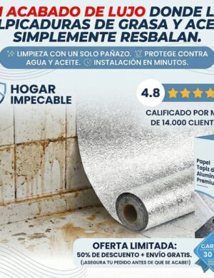 Papel Tapiz Aluminio Anti-Grasa: Renueva y Protege tu Cocina en Minutos sin Coger Lucha