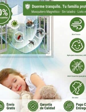 Mosquitero Magnético sin taladro — Protege tu hogar del dengue y duerme con la ventana abierta