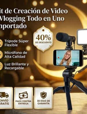 Kit de Grabación Profesional: trípode, luz LED y micrófono en un solo set